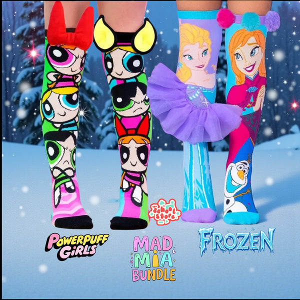 Frozen X Power Puff Girl 3D Socks Mad Mia Bundle
