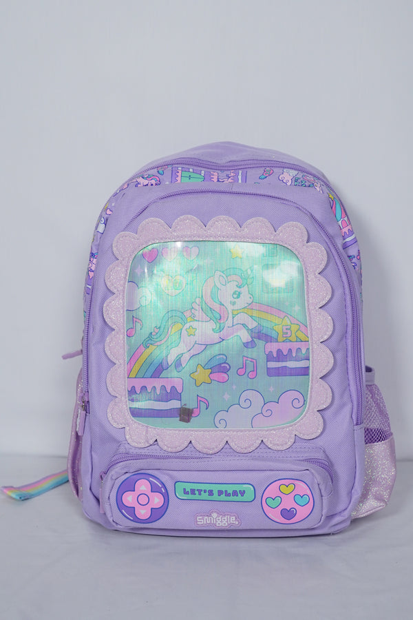 Original Smiggles 14 Inch Purple Unicorn School Bag for Nursery till Grade KG Girls