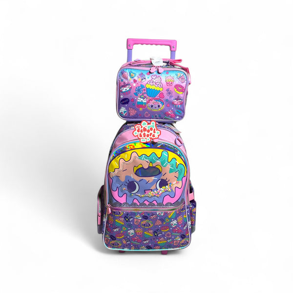 17 Inch 2 Piece Cup Cake Trolley School Bag By Vest for Grade 1 Till Grade 3 Girls