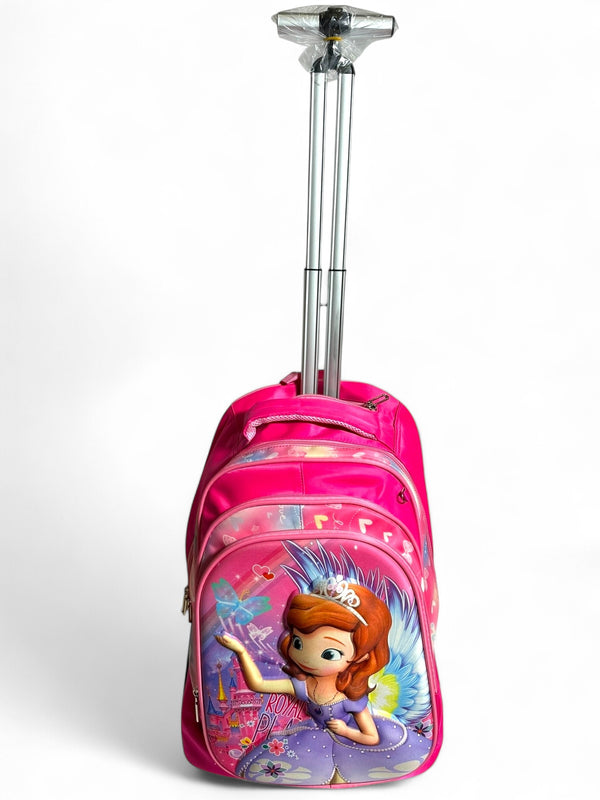 18 inch 3D Sofia Big Wheeler Waterproofed Trolley Bag For grade 3 Till Grade 7 Girls