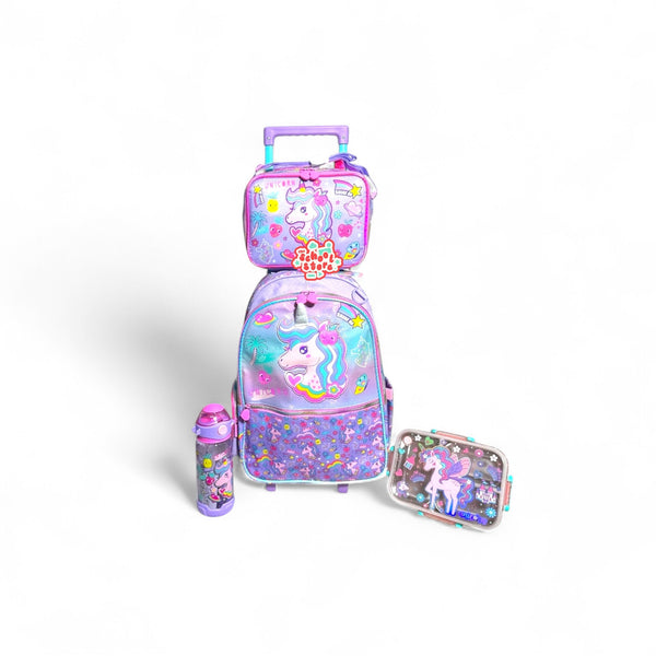 Unicorn 4 piece Trolley Bag bundle By Vest For Grade 1 Till 4 Girls