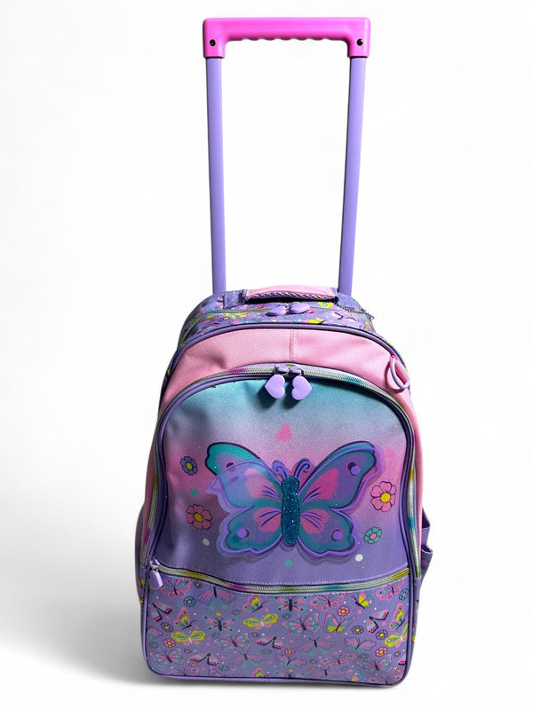 17 Inch Butterfly Trolley School Bag By Vest for Grade 1 Till Grade 3 Girls
