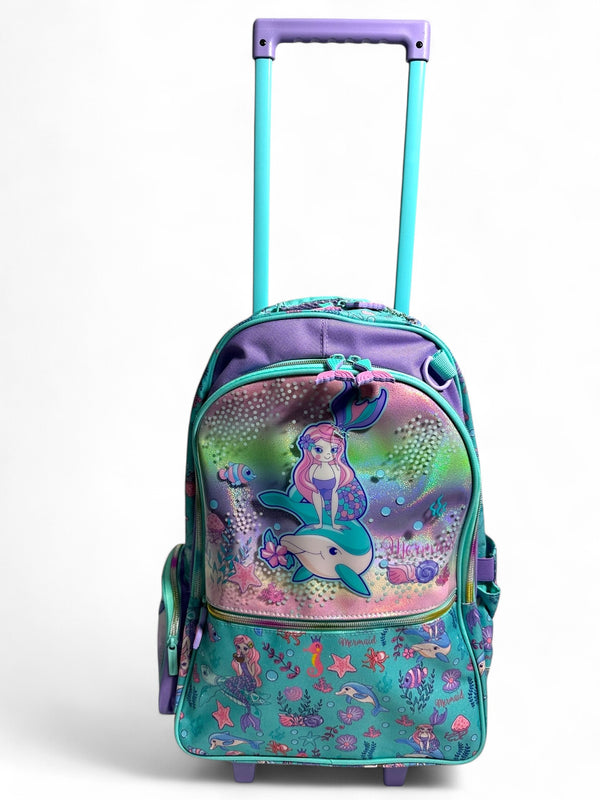 17 Inch Mermaid Trolley School Bag By Vest for Grade 1 Till Grade 3 Girls