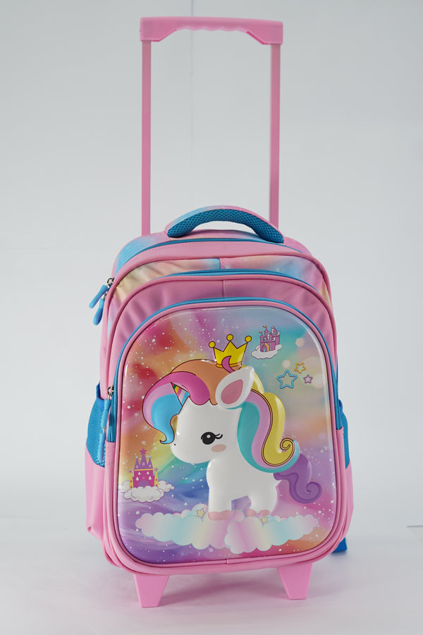 16 Inch Unicorn Trolley Bag For grade 1 Till Grade 3 Girls