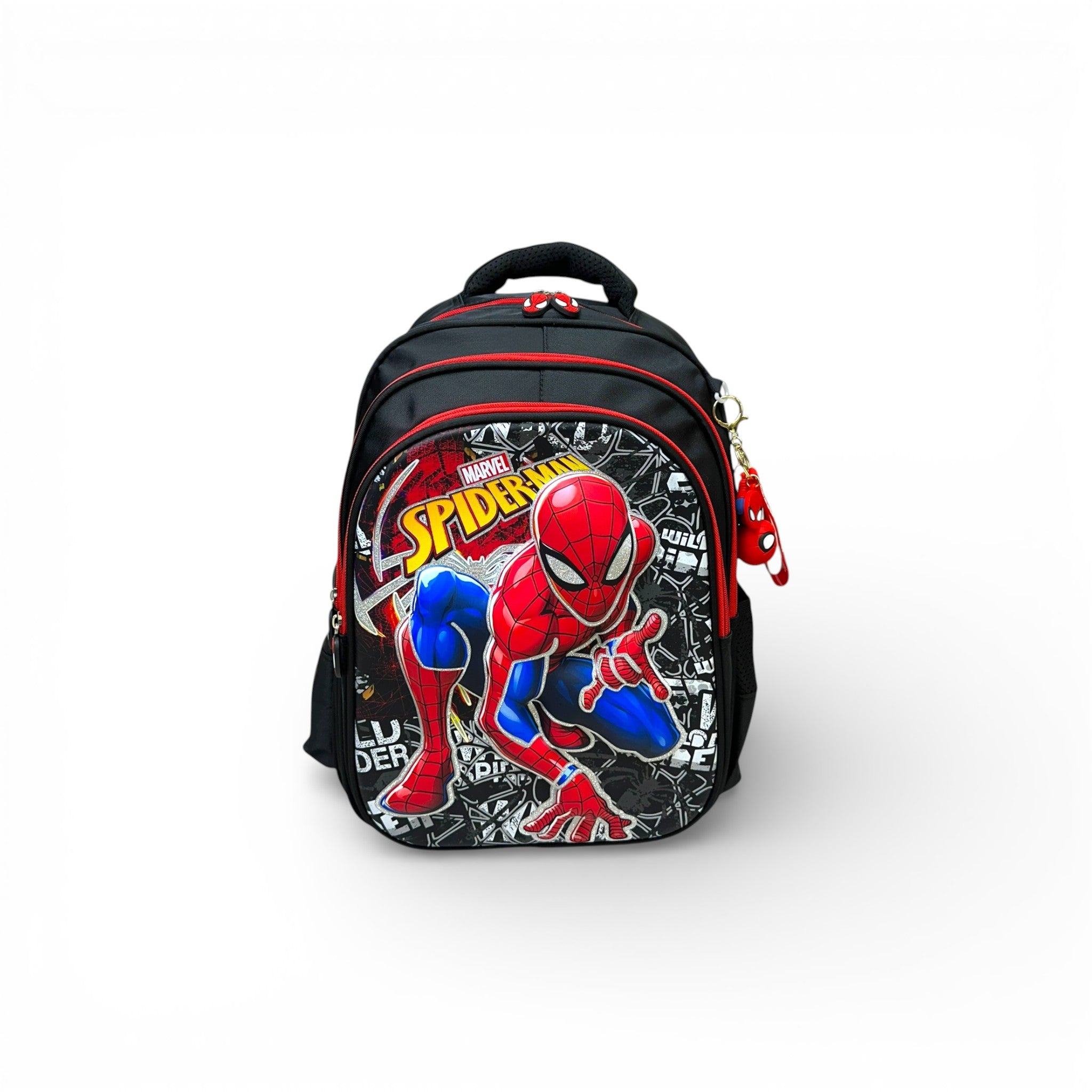 16 Inch 3D Spiderman School Bag For Grade 1 Till 3 Boys ( With Keychai