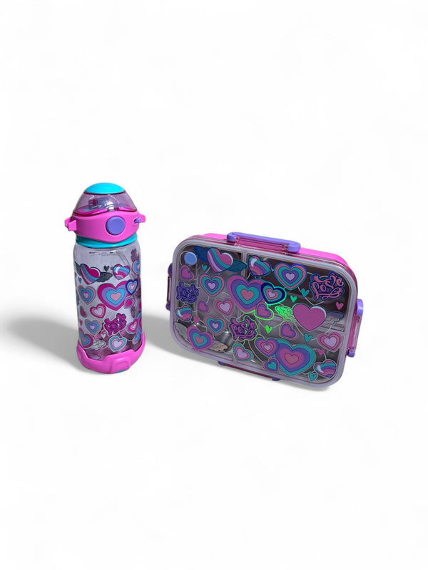 Heart 2 In 1 Lunchbox + Water Bottle Set By Vest For Kids