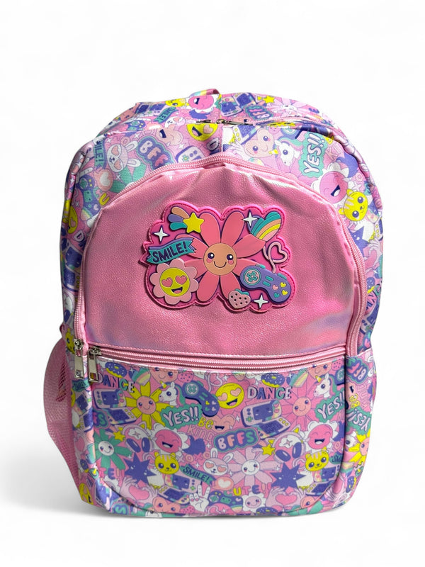 15 Inch Pink Floral School Bag For Grade 1 Till Grade 2 Girls