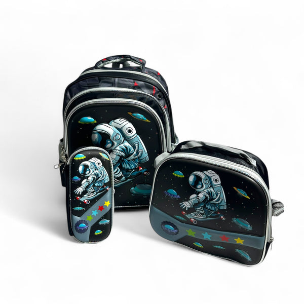 17 Inch Space Astronaut 3 Piece School Bag For Grade 1 Till Grade 3 Boys