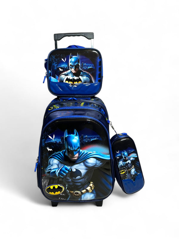 16 Inch 3D Batman 3 Piece Trolley Bag for Grade 1 Till 3 Boys