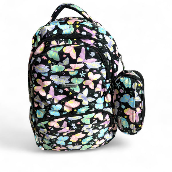 20 Inch Butterfly Libangda + Pencil Pouch School Bag For Grade 3 Till Grade 8 Girls