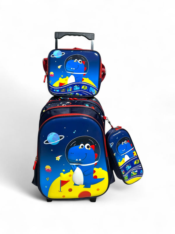 16 Inch 3D Dino 3 Piece Trolley Bag for Grade 1 Till 3 Boys