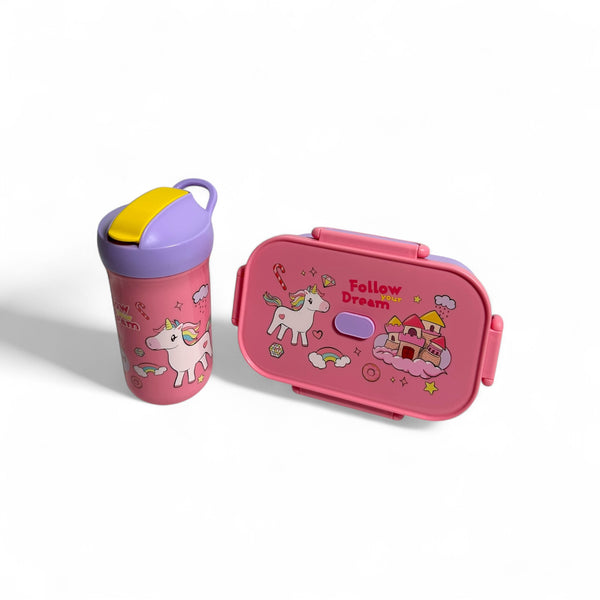 Unicorn 2 IN 1 Lunchbox Water Bottle Set